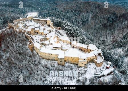 Rasnov peasant fortress in Rasnov city near Bran and Brasov in Transylvania, Romania Stock Photo