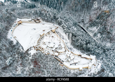 Top down view of Rasnov Fortress in Transylvania Romania Stock Photo