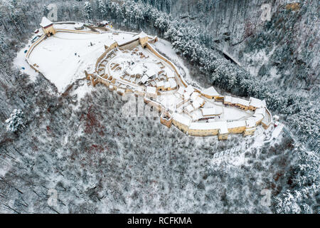 Top down view of Rasnov Fortress in Transylvania Romania Stock Photo