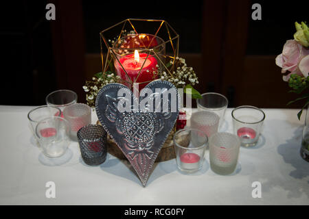 Table Top Decorations with a candle Stock Photo