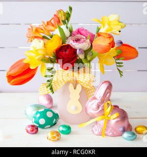 Little bouquet made from bright cheerful spring flowers Stock Photo