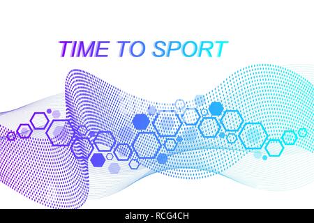 Modern colored sport background. Abstract design with lines, flow wave, hexagon, hex for your design. Sport concept, banner, poster, cover, brochure, web. Vector illustration. Stock Vector