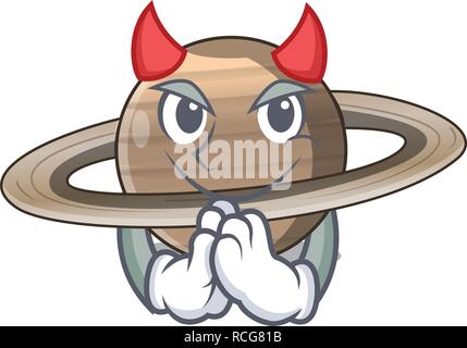 Devil planet saturn in the cartoon form Stock Vector