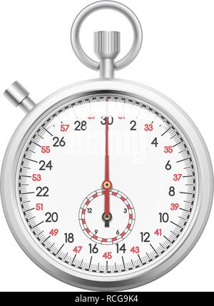 Realistic chronometer, time recording stop watch for sports, delivery time cincept. Isolated on white background. Vector illustration Stock Vector