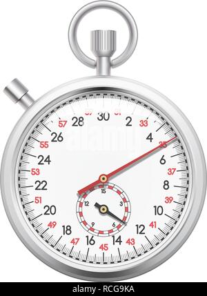 Realistic chronometer, time recording stop watch for sports, delivery time cincept. Isolated on white background. Vector illustration Stock Vector