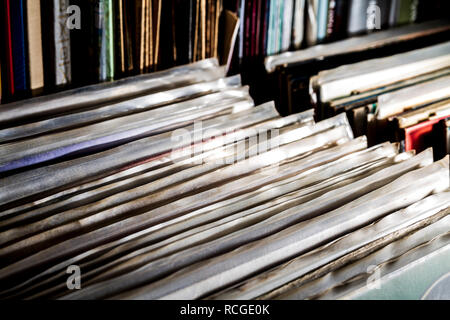 Large collection of vintage lp vinyl music records Stock Photo