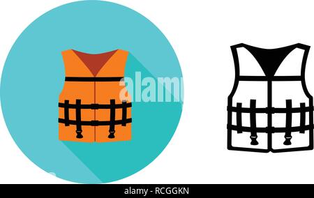 Life jacket icon in flat style, vector art design Stock Vector