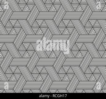 Seamless Hexagon pattern in rattan style, vector art Stock Vector