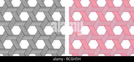 Seamless Weave Hexagon pattern in linear style ,vector art Stock Vector