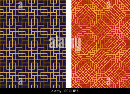 Seamless geometric Chinese line pattern vector art design Stock Vector