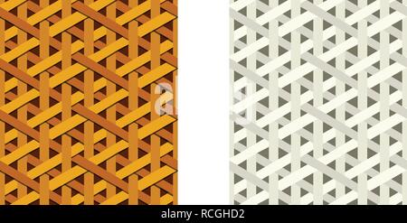 Seamless weave rattan pattern, flat vector art design Stock Vector