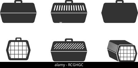 Set of pet cage icons in silhouette style, vector Stock Vector