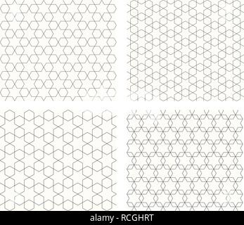 Seamless geometric pattern with thin line, vector art Stock Vector