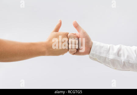 Two man thumbs up on white background.business teamwork and success concepts ideas Stock Photo