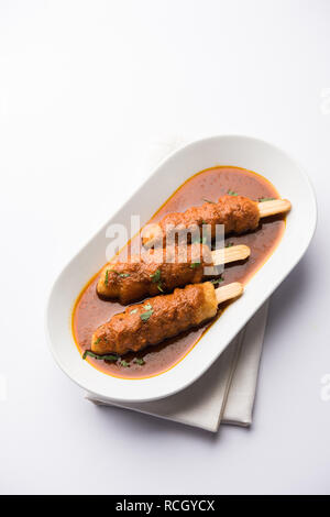 Soya Chaap Curry served in a bowl. Healthy recipe popular in India and Pakistan Stock Photo