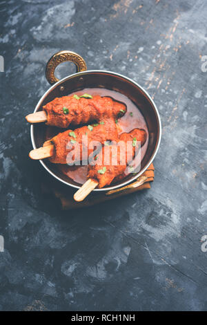 Soya Chaap Curry served in a bowl. Healthy recipe popular in India and Pakistan Stock Photo