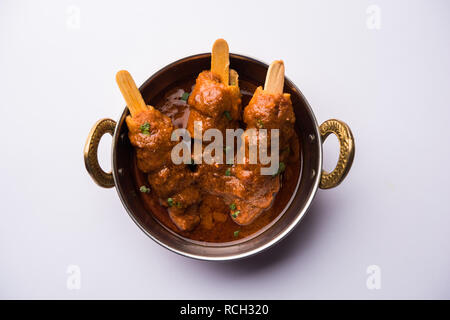 Soya Chaap Curry served in a bowl. Healthy recipe popular in India and Pakistan Stock Photo