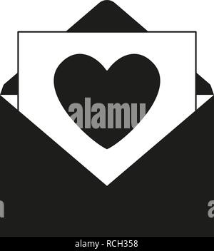 Black and white open love message Stock Vector