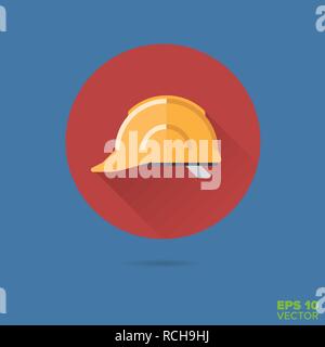Hard hat flat design long shadow vector icon Stock Vector