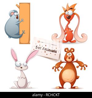 Panda, monster, rabbit, bear - set animals. Stock Vector