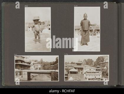 Albumblad met vier foto's Linksboven klein bloot Nepalees jongetje Rechtsbove, Bestanddeelnr 37 016. Stock Photo