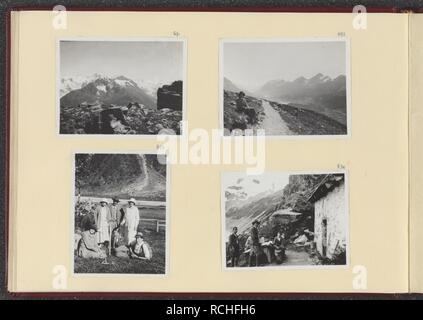 Albumblad met vier foto's. Linksboven de Schafberg bij Pontresina. Rechtsboven, Bestanddeelnr 25 22. Stock Photo