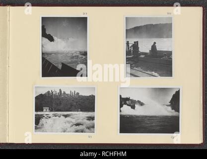 Albumblad met vier foto's. Linksboven de waterval van Schaffhausen. Rechtsboven, Bestanddeelnr 25 021. Stock Photo