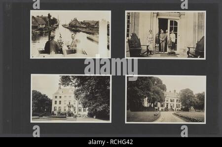 Albumblad met vier foto's. Linksboven varen in Nederland rechtsboven gezelsch, Bestanddeelnr 35 63. Stock Photo