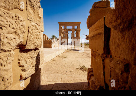 The old Trajan Kiosk at Philae Temple in Aswan Egypt Stock Photo