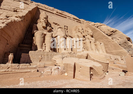 Great Temple built by Ramesses II in southern Egypt the Abu Simbel Temple near Aswan Stock Photo