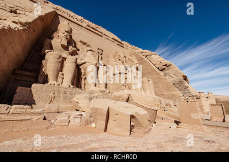 Great Temple built by Ramesses II in southern Egypt the Abu Simbel Temple near Aswan Stock Photo