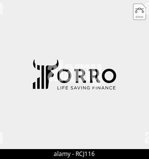 torro bull chart bar statistic logo vector icon template - vector Stock Vector