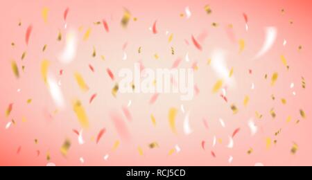 Disco party pink background with foil confetti Stock Vector