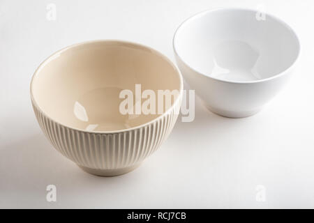 White and beige bowls Stock Photo