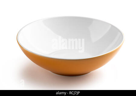 Orange soup plate on white Stock Photo
