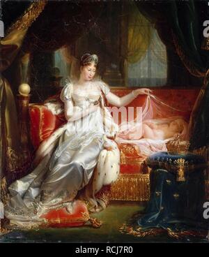 Empress Marie-Louise With the Sleeping King of Rome. Museum: Musée de l'Histoire de France, Château de Versailles. Author: Franque, Joseph-Boniface. Stock Photo