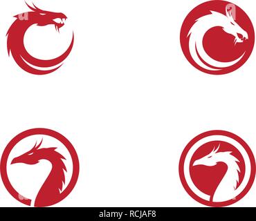 Head dragon flat color logo template vector illustration Stock Vector