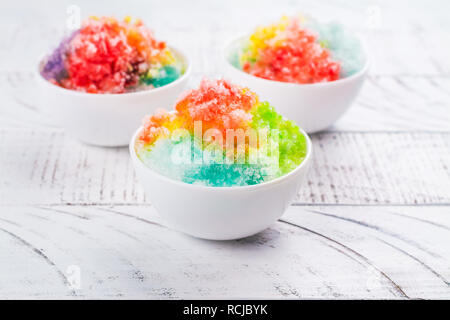 Homemade rainbow shaved ice Stock Photo