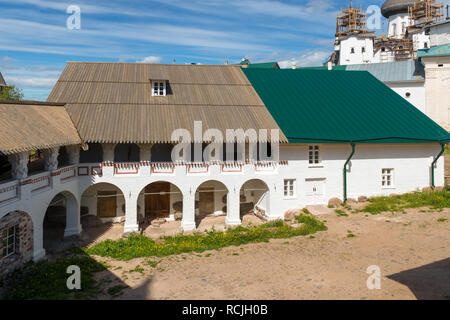 SOLOVKI, REPUBLIC OF KARELIA, RUSSIA - JUNE 27, 2018: View of the mill  In the Spaso-Preobrazhensky Solovetsky Monastery. Russia, Arkhangelsk region,  Stock Photo
