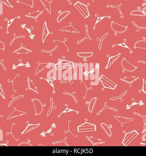Doodle seamless clothes hangers pattern. Hand drawn cute sketchy style scribble. Vector illustration Stock Vector