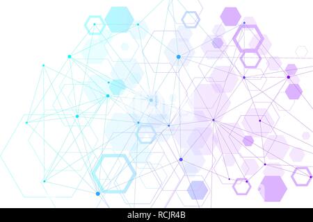 Abstract hexagonal background. Hexagonal molecular structures. Futuristic technology background in science style. Graphic hex background for your design. Vector illustration Stock Vector