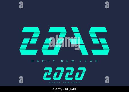 Merry Christmas and Happy New Year 2019 and 2020 greeting card. Modern futuristic template for 2019 and 2020. Business technology concept. Vector illustration.