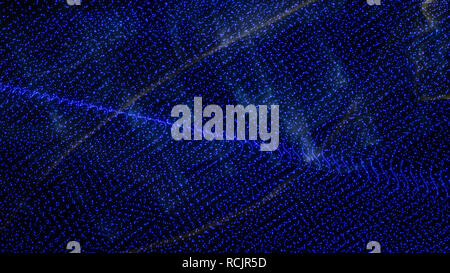Abstract blue electricity lines. Light painting photography with blue and gold led. Stock Photo