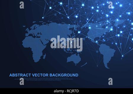 Abstract plexus background with connected lines and dots. Plexus geometric effect. Big data complex with compounds. Lines plexus, minimal array. Digital data visualization. Vector illustration Stock Vector