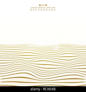 Abstract golden stripe line wavy ocean pattern background, vector eps10 Stock Vector