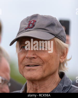 WORMS, GERMANY - AUGUST 24 2018: Actor Terence Hill (*1939) visits the city of Worms, Germany to present his movie 'My Name is Thomas' Stock Photo