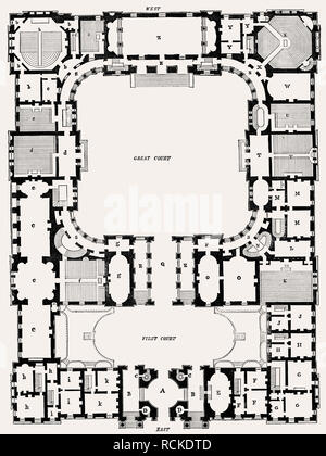 General plan, University, Edinburgh, Scotland, 19th century, Stock Photo