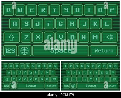 Virtual keyboard for a smartphone, vector stylized old computer. Stock Vector