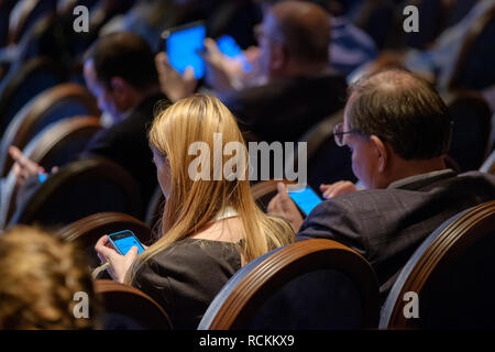 People attend business conference in congress hall Stock Photo