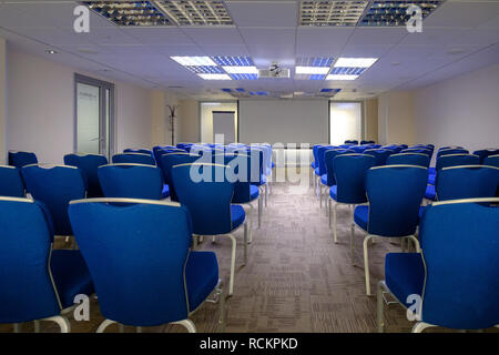 Interior of conference hall during Blockchain congress Stock Photo
